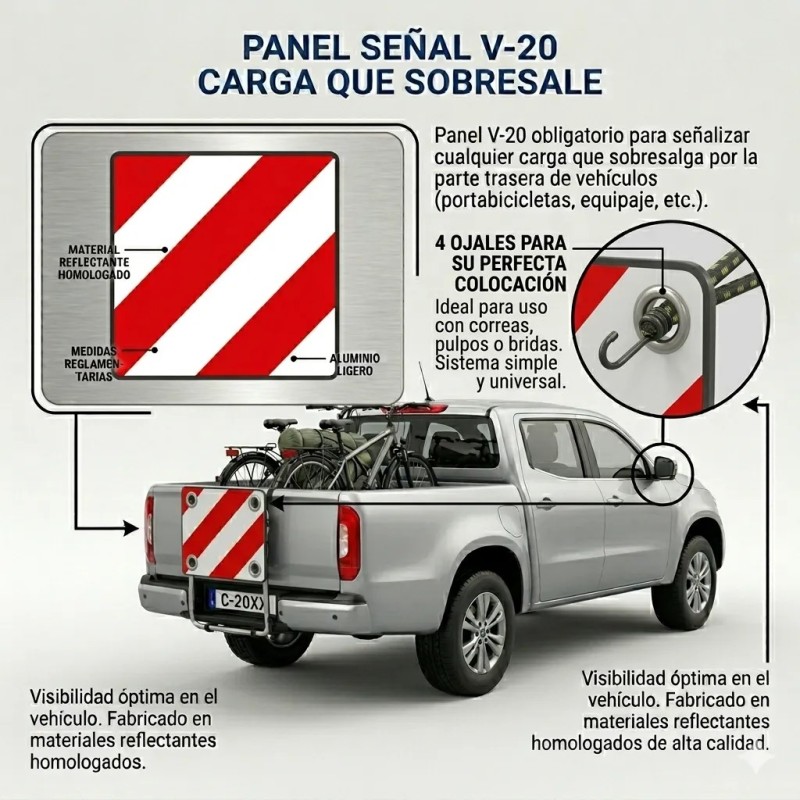 Señal V20 Homologada DGT | Panel Reflectante Portabicicletas | matricula2.es