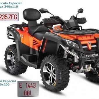 Matrícula metálica vehiculos especiales y quads